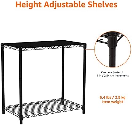 Amazon Basics 2-Shelf Stackable Storage, 13.3" D x 23.2" W x 22.2" H, Black - Image 4