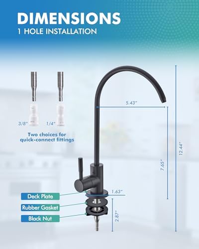VFAUOSIT Water Filter Faucet for Reverse Osmosis Systems, Lead-Free Black - Image 6