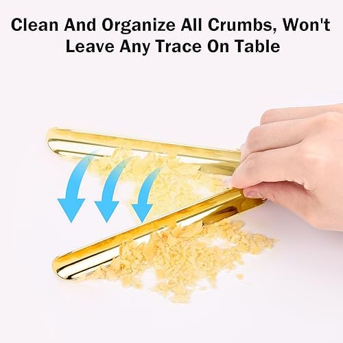 Crumbers for Servers, Restaurant Crumb Sweepers, Crumb Cleaner Curved, Table Debris Crumb Scraper Serveware, Stainless Steel Table Crumber Tool for Waiters, Waitresses and Servers (10 PACK, Gold) - Image 4