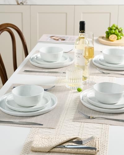 Famiware Mars Stoneware Dinnerware Set for 6, White - Image 3