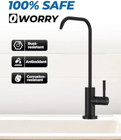 WEWE Drinking Water Faucet for RO System, 7-Shape, Non-Air Gap, Matte Black - Image 6
