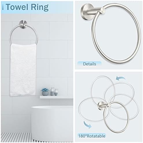 Cilee 10 Piece Brushed Nickel Bathroom Hardware Set, 24" 16" Towel Bar Set - Image 3