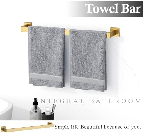 20-Piece Brushed Gold Bathroom Accessories Set 23.6 Inch Towel Bar Set. - Image 3