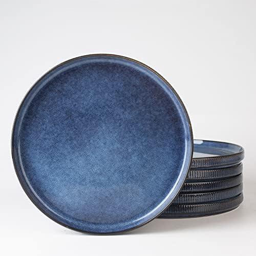 famiware Star 10/8 inches Salad Plates Set for 6, Nebulas Blue by Famiware
