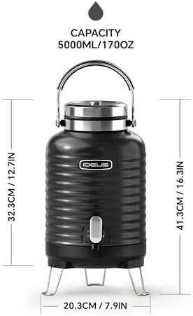 IDEUS Insulated Beverage Dispenser 1.4gal, Drink Container Black - Image 6