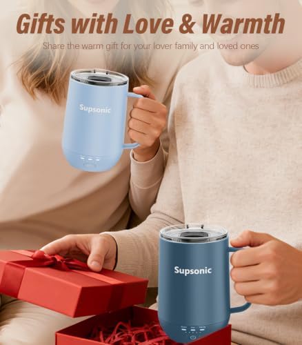 Supsonic - 16oz Self Heating Coffee Mug, Smart Heated Coffee Mug Faster Direct-Contact Heating Up to 149°F, Coffee Mug Warmer Set with Auto Shut-Off - Gifts for Men Women | S2 - Image 6