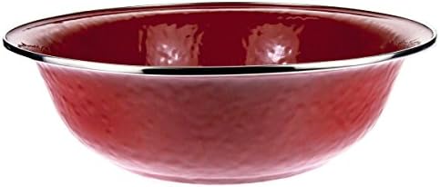 Golden Rabbit Enamelware Serving Basin, 4 quart, Solid Red Textured by GoldenRabbitEnamelware