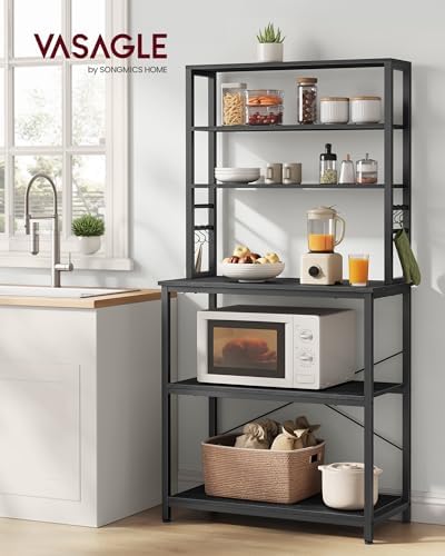 VASAGLE Coffee Bar, 31.5 Inches 6-Tier Baker's Rack with 6 Hooks - Image 2