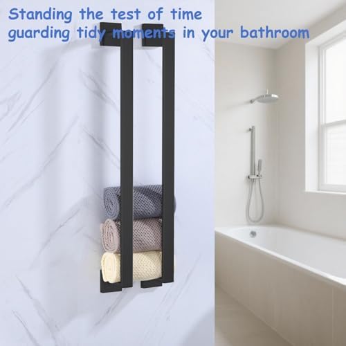 Towel Bar for Bathroom 36 Inch Matte Black Towel Holder 12/16/20/24/28/32/36 Inch Stainless Steel SUS304 Rustproof Towel Rack Modern Square Towel Rod for Bathroom Wall(1, Matte Black, 36 Inch) - Image 5
