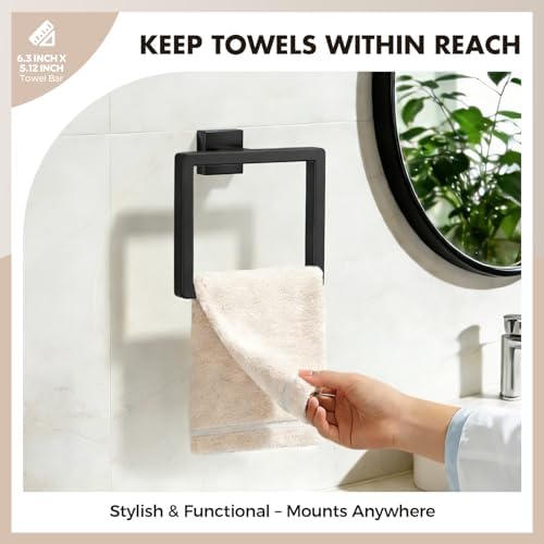 10-Pieces Matte Black Bathroom Accessories Set, 24 Inch Bath Towel Bar Set - Image 4