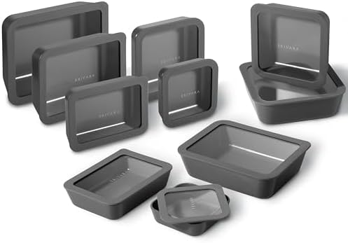 Glass Food Storage Set, 10 Containers + 10 Glass Lids, Onyx by BrivaraHome