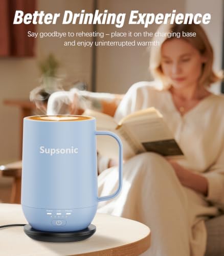 Supsonic - 16oz Self Heating Coffee Mug, Smart Heated Coffee Mug Faster Direct-Contact Heating Up to 149°F, Coffee Mug Warmer Set with Auto Shut-Off - Gifts for Men Women | S2 - Image 4