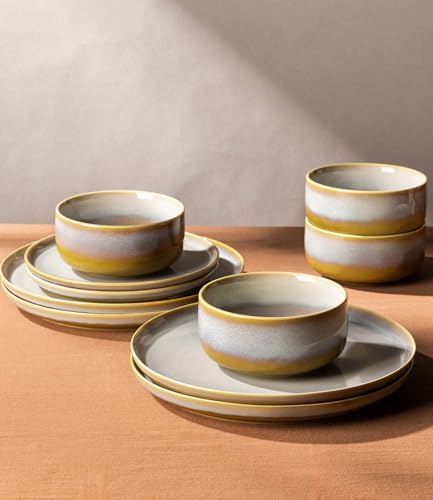 TheTerra Ceramic Dinnerware Set for 4, 12-Piece Plates and Bowls Set - Image 4
