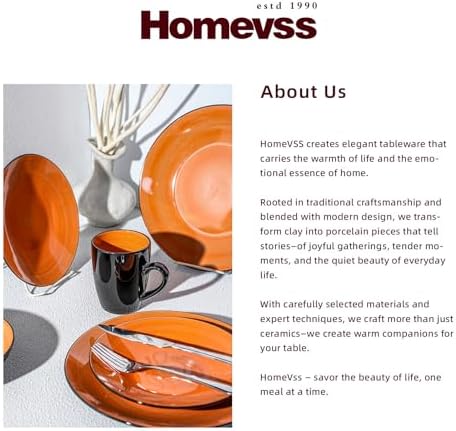 HomeVss, Stoneware Sonoma 16pc Dinnerware Set, Black + Speckled Spin Wash Orange - Image 6