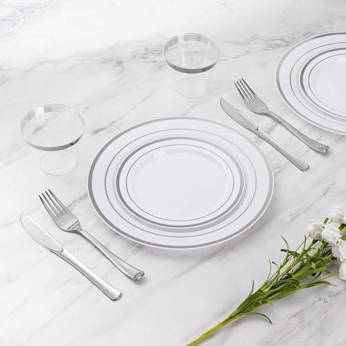 Goodluck 420Pieces silver Disposable Plates for 70 Guests - Image 2