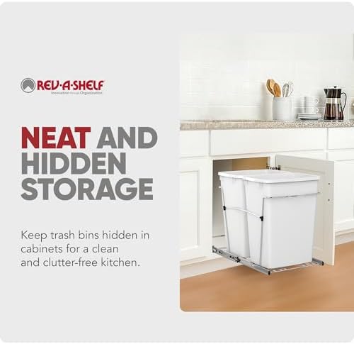Rev-A-Shelf Double Pullout Garbage Trash Cans for Kitchen Cabinets, 35 Qt - Image 5