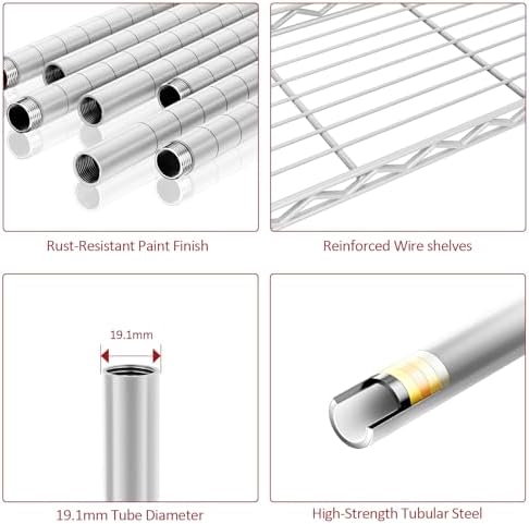 IZEUK 2 Tier Adjustable Metal Storage Shelving Unit, Heavy Duty Wire Rack Organizer for Kitchen, Living Room or Office, 220 lbs Capacity, 27.6 W x 11.8 D x 23.4 H, Chrome - Image 5