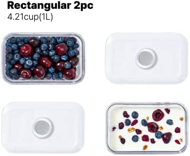 VAKUEN Premium Airtight Food Storage Containers, Rectangular 2PC(1.06qt), Smart One-Click Seal Lid, No Hinges, Patented Double Silicone Lining, 100% Leak Proof, BPA-FREE, Dishwasher, Microwave Safe - Image 6