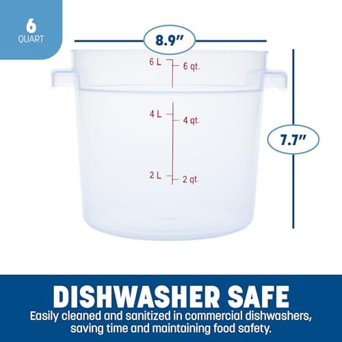 Carlisle FoodService Products Storplus Round Food Storage Container with Stackable Design for Catering, Buffets, Restaurants, Polypropylene (Pp), 6 Quart, Clear - Image 3
