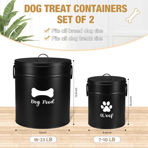 DoubleFill Extra Large 23+10 lb Metal Dog Food Storage Containers, Black - Image 2