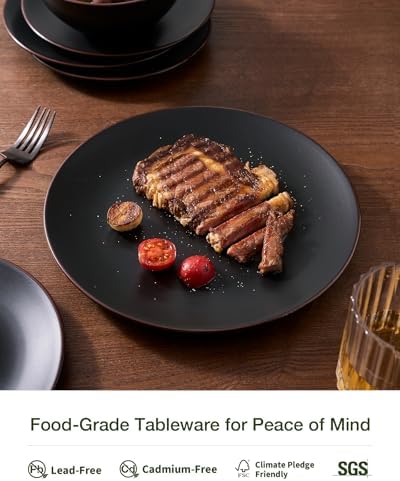 Famiware Venus Stoneware Dinnerware Sets with Pasta Bowls, Dishes Set for 4 - Image 4