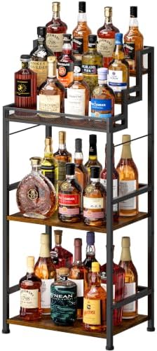 5-Tier Trapezoidal Liquor Cabinet Bar for Home, Stepped Wine Rack Freestanding Floor, Corner Syrup & Whiskey Stand, Large-Capacity Alcohol Bottle Storage Display Shelf Living Room, Patent Pending by Unknown