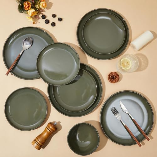 Pokini Stoneware Dinnerware Sets for 4, 16pcs Plates and Bowls Sets Dishes - Image 6