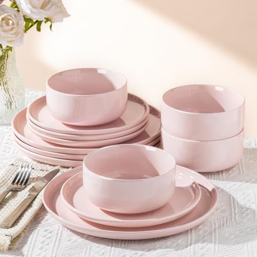 TheTerra Ceramic Dinnerware Set for 4, 12-Piece Plates and Bowls Set by TheTerra
