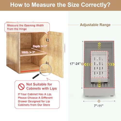 Fokyfok Pull out Cabinet Organizer,7"-11"W,17"-24"D,Expandable,Adhesive - Image 2