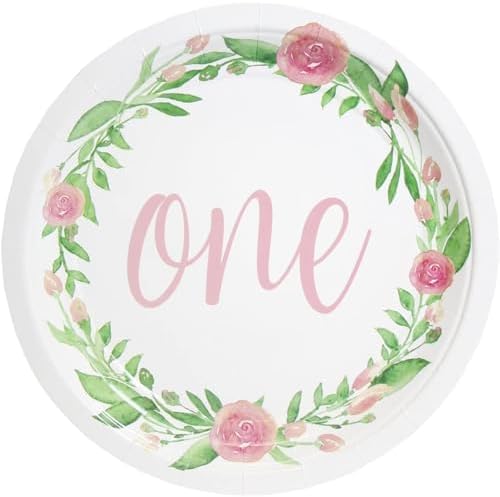 BLUE PANDA Decorative Floral Paper Plates - 9-Inch, Pack of 80 & Disposable Floral Birthday Party Plate - 1st Birthday Party Supplies - Image 4