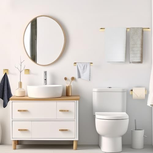 Brushed Gold 5-Pieces Bathroom Hardware Set Towel Bar Set,Stainless Steel Bathroom Hardware 23.6 Inch Towel Bar Towel Holder Set Wall-Mounted - Image 7