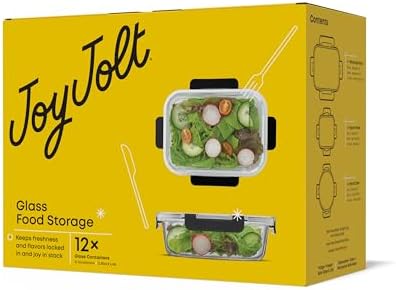 JoyJolt 24pc Borosilicate Glass Storage Containers with Lids | 12 Airtight/Freezer Safe Food Storage Containers for Pantry and Kitchen | Meal Prep Container for Lunch | Glass Tupperware Set - Image 2