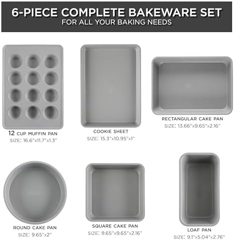 Country Kitchen Nonstick Stackable Bakeware Set - Durable, Easy Release Baking Set, Black, 6 Pcs - Image 3