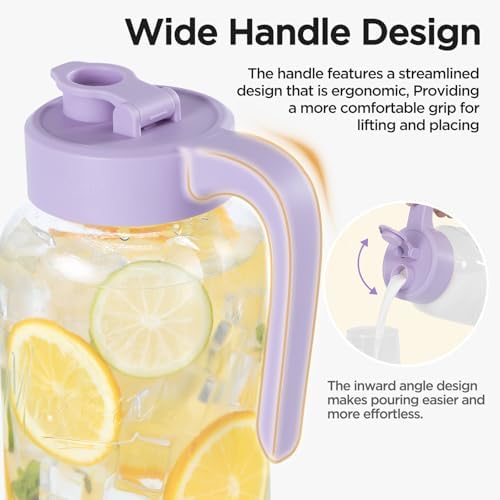 Mason Jar Pitcher, 64 oz (2 quart), Glass Pitcher with Lid - Image 2