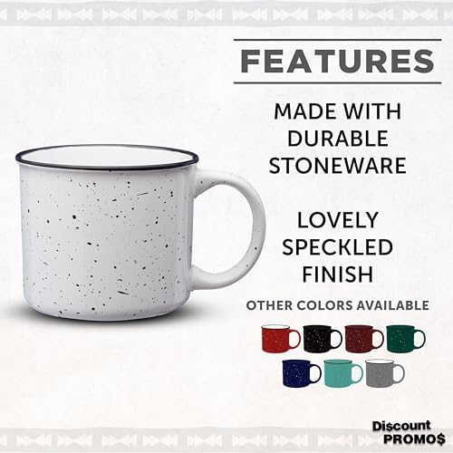 DISCOUNT PROMOS Ceramic Campfire Coffee Mugs 13 oz. Set of 10, Bulk Pack - Perfect for Tea, Espresso, Cappuccino, Hot Cocoa - White - Image 2