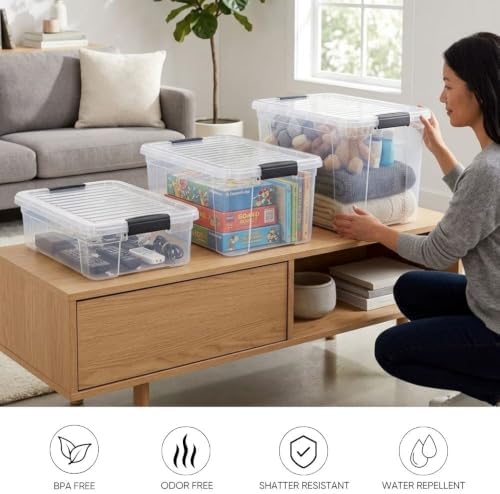 Superio 26.5 Quart Clear Plastic Storage Boxes with Lids, Stackable Organizer Containers, BPA-Free Storage Bins for Home, Office, School & Dorm, 6 Pack - Image 4