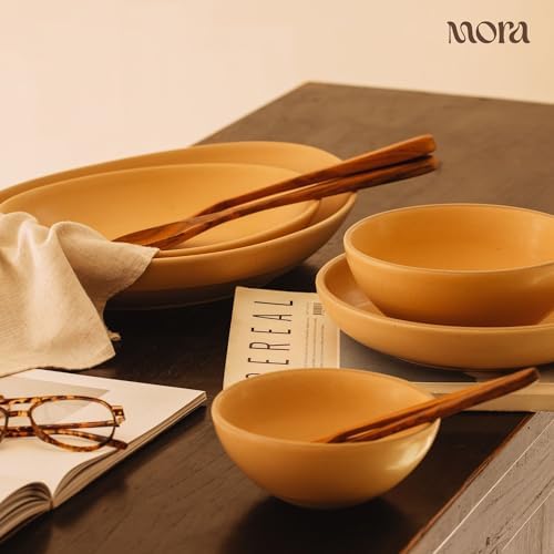 MORA Jumbo and Large Serving Dishes Set of 2, 13 inch and 12 inch Ceramic Pottery Oval Platters - Microwave, Oven and Dishwasher Safe - Iris & Merrigold - Image 6