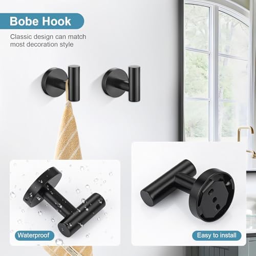 TQKAG Matte Black Bathroom Hardware Set, 6-Piece Towel Bar Set 23.6 Inch - Image 4