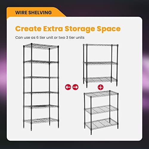 BestOffice | 6-Tier Wire Shelf | 13" x 23" x 59 | Black - Image 6
