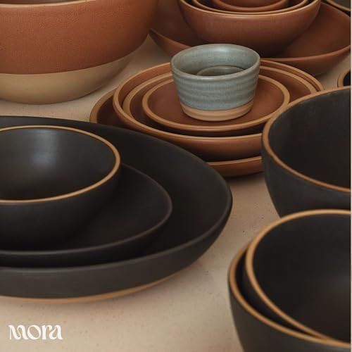 MORA Jumbo and Large Serving Dishes Set of 2, 13 inch and 12 inch Ceramic Pottery Oval Platters - Microwave, Oven and Dishwasher Safe - Liquorice - Image 7