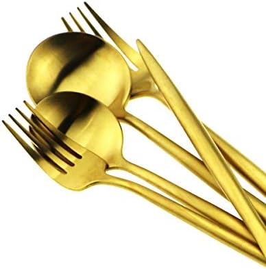 5-Piece 18/10 Stainless Steel Matte Gold Flatware Set - Dishwasher Safe, Perfect for Home, Office, or Travel - Image 4