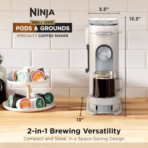 Ninja Pod & Grounds, XL Coffee Maker, K-Cup Compatible, Stone, PB055AST - Image 2