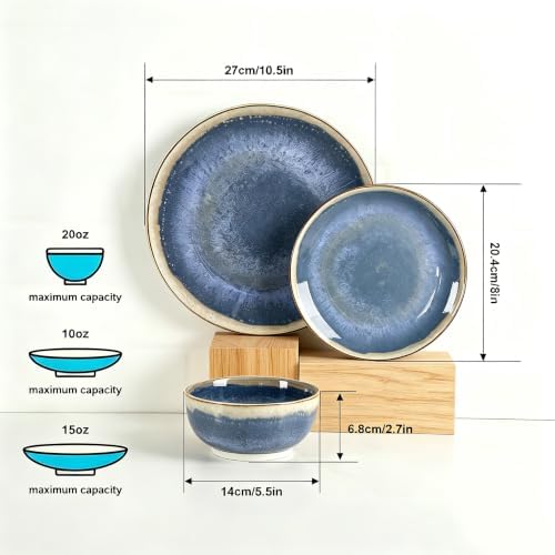 Sweejar 12 Pieces Ceramic Dinnerware Sets for 4, Moss Green - Image 5