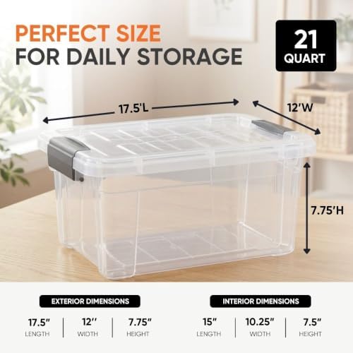 Superio 21 Quart Clear Plastic Storage Boxes with Lids, Stackable Organizer Containers, BPA-Free Storage Bins for Home, Office, School & Dorm, 8 Pack - Image 3