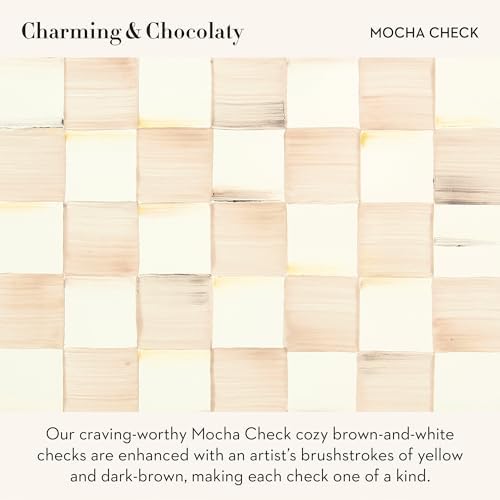 MACKENZIE-CHILDS Pedestal Platter, Large, Brown-and-White Mocha Check - Image 3