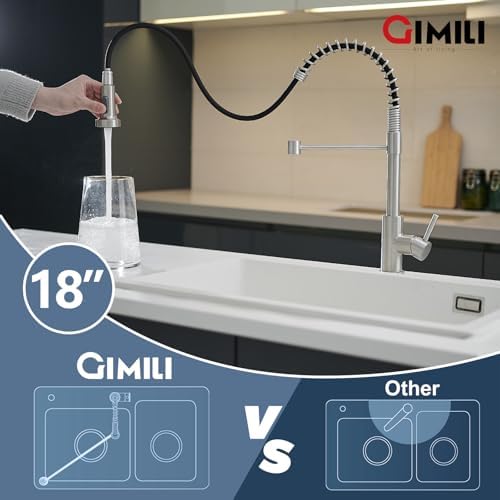 GIMILI Kitchen Faucet with Pull Down Sprayer Brushed Nickel - Image 3