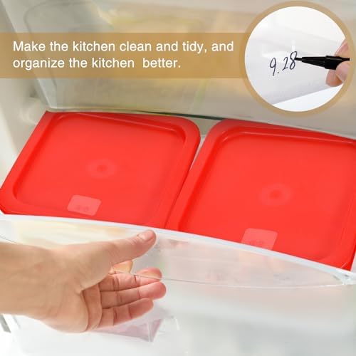 Suclain 2 Pcs Square Clear Food Storage Container with Lid, Red, 6 Qt - Image 5