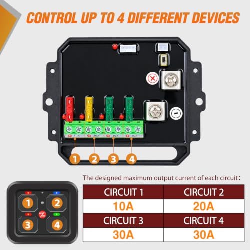 Nilight 4 Gang Switch Panel Green 12V 24V Circuit Control Relay System - Image 6