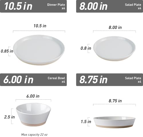 Famiware Saturn Stoneware Dinnerware Set with Pasta Bowl, 16pc Dishes for 4 - Image 2