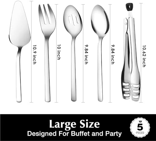 KINGSTONE 5 piece Large Hostess Serving Utensils Set,18/10 Stainless Steel - Image 5